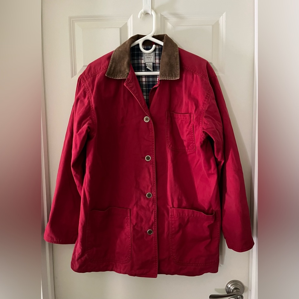 Vintage Boundary Waters Coat Jacket Corduroy collar & cuffs, flannel lined small
